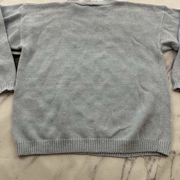 Catalina Womens Vintage 90s Cottagecore Sweater Size L Pastel Blue Beaded Flower - Picture 12 of 12